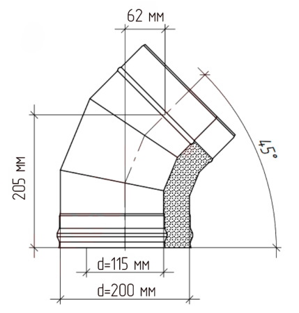Сэндвич-отвод 45° 115/200мм